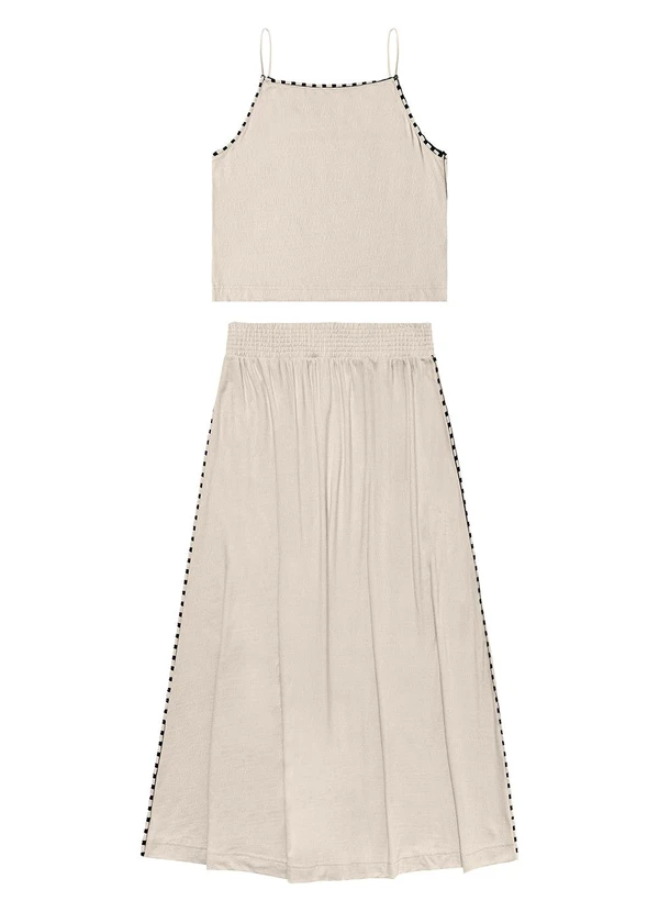 Endless - Conjunto Feminino Blusa com Saia Midi Bege 2