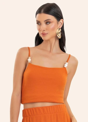 Endless - Conjunto Feminino Blusa com Saia Midi Laranja - ENDLESS