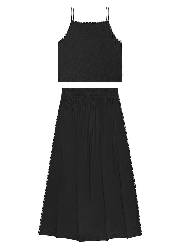 Endless - Conjunto Feminino Blusa com Saia Midi Preto