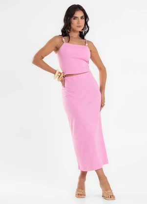 Endless - Conjunto Feminino Blusa com Saia Midi Rosa - ENDLESS