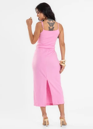 Endless - Conjunto Feminino Blusa com Saia Midi Rosa - ENDLESS