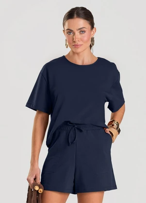 Dianna - Conjunto Feminino Blusa com Shorts Azul - DIANNA