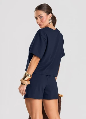 Dianna - Conjunto Feminino Blusa com Shorts Azul - DIANNA