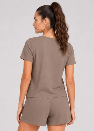 Infinita Cor - Conjunto Feminino Blusa com Shorts Marrom - INFINITA COR