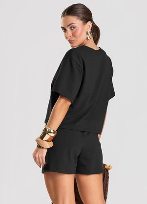 Dianna - Conjunto Feminino Blusa com Shorts Preto - DIANNA