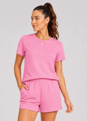 Infinita Cor - Conjunto Feminino Blusa com Shorts Rosa - INFINITA COR