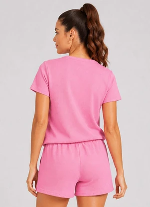 Infinita Cor - Conjunto Feminino Blusa com Shorts Rosa - INFINITA COR