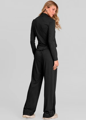 Dianna - Conjunto Feminino Blusa e Calça em Ribana Preto - DIANNA