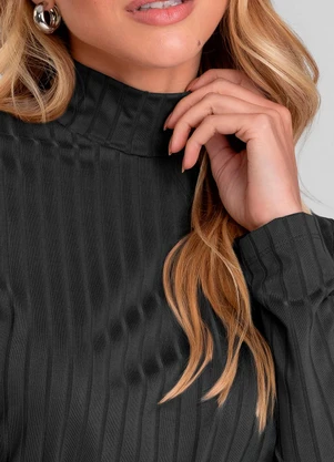 Dianna - Conjunto Feminino Blusa e Calça em Ribana Preto - DIANNA