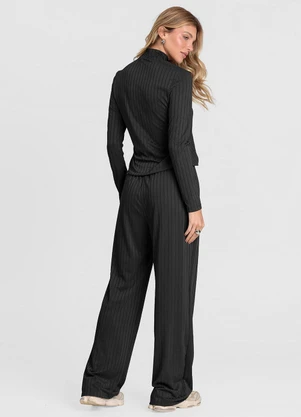 Dianna - Conjunto Feminino Blusa e Calça em Ribana Preto - DIANNA