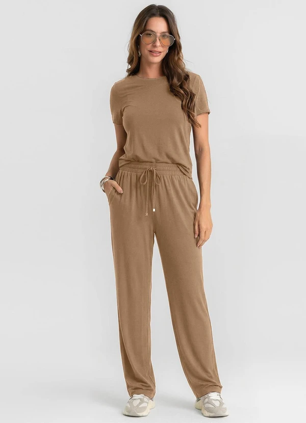 Dianna - Conjunto Feminino Blusa e Calça Marrom