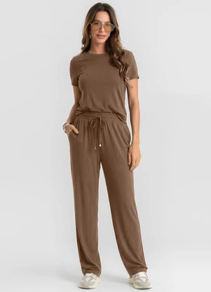 Dianna - Conjunto Feminino Blusa e Calça Marrom - DIANNA