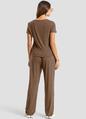 Dianna - Conjunto Feminino Blusa e Calça Marrom - DIANNA