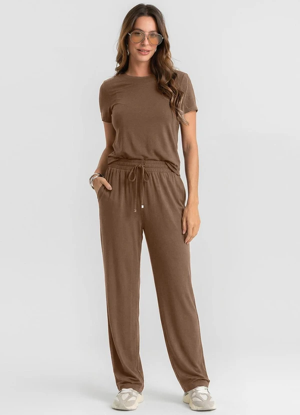 Dianna - Conjunto Feminino Blusa e Calça Marrom