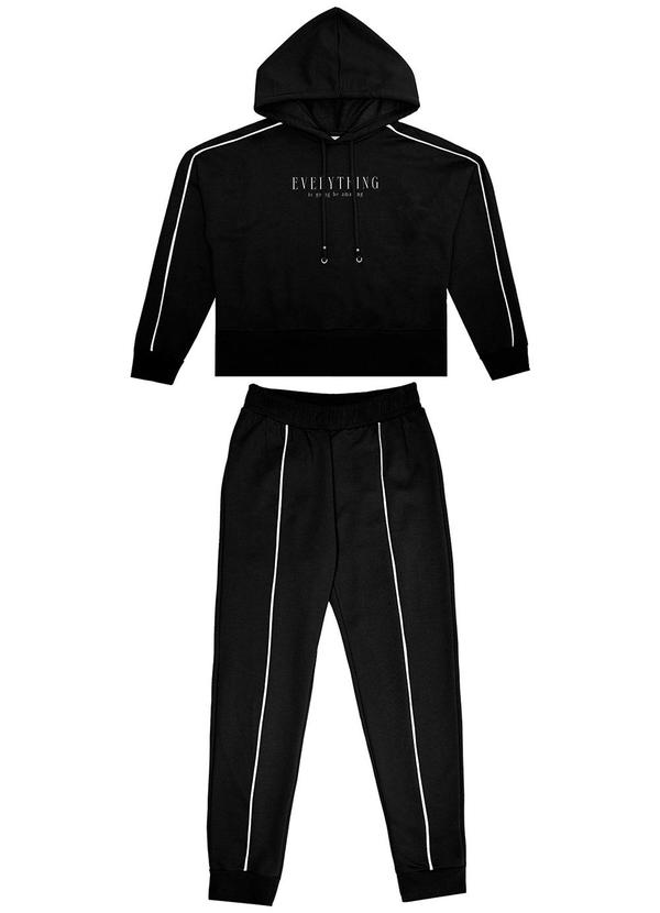 Rovitex - Conjunto Feminino Blusão com Calça Preto