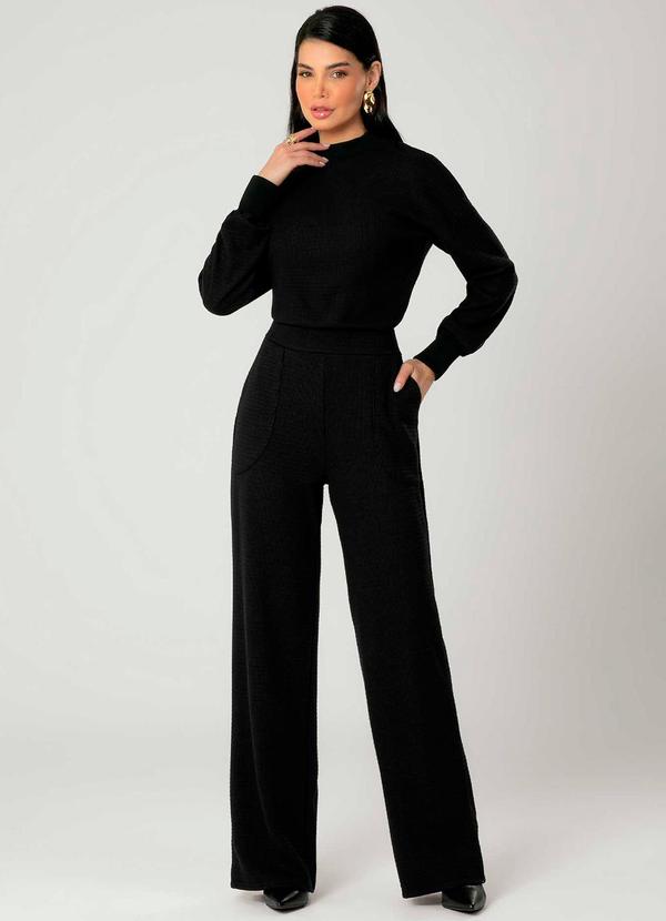 Gris - Conjunto Feminino Blusão e Calça Prática Preto