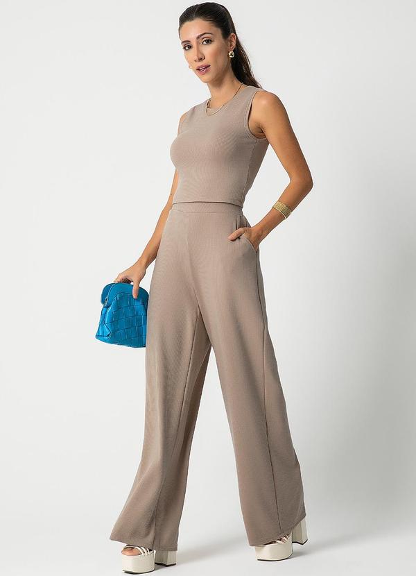 Habana - Conjunto Feminino Canelado Básico Bege