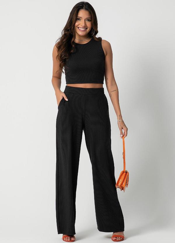 Habana - Conjunto Feminino Canelado Básico Preto