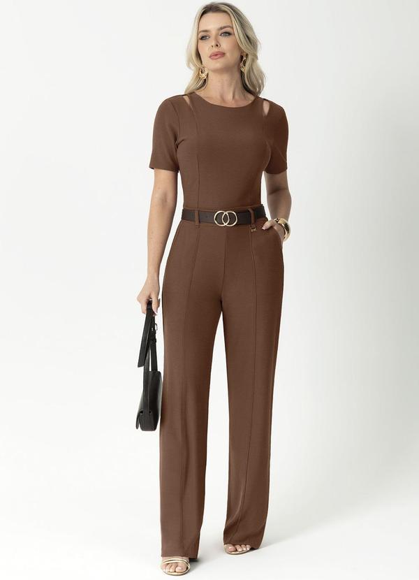 Gris - Conjunto Feminino Canelado Elegante Marrom