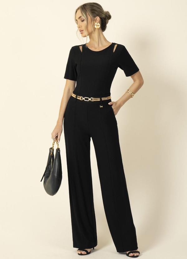 Gris - Conjunto Feminino Canelado Elegante Preto