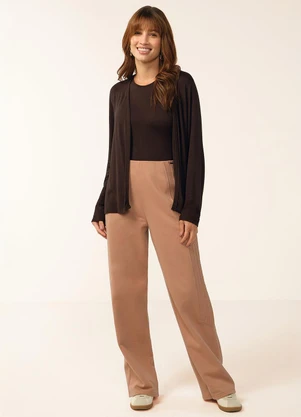 Marialícia - Conjunto Feminino Cardigan e Regata Marrom - MARIALÍCIA