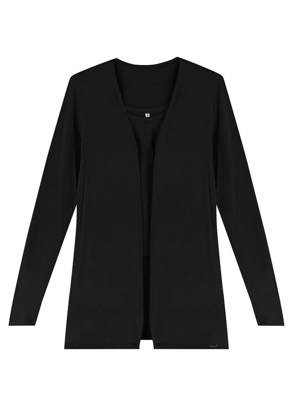 Marialícia - Conjunto Feminino Cardigan e Regata Preto
