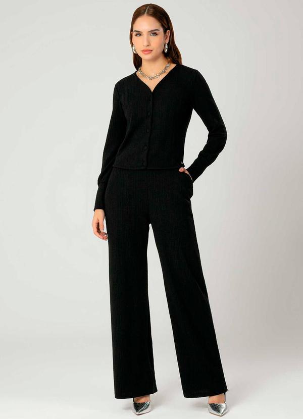 Gris - Conjunto Feminino Casaco e Calça Preto