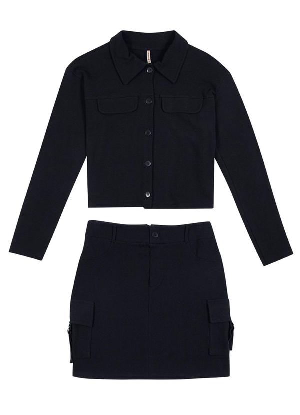 Habana - Conjunto Feminino Casaco + Saia Preto
