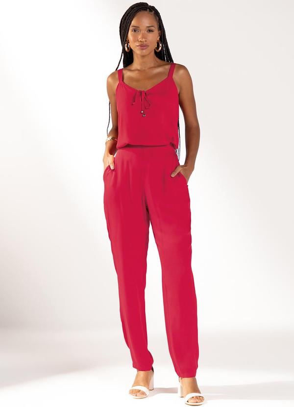 Marialícia - Conjunto Feminino com Calça e Regata Vermelho