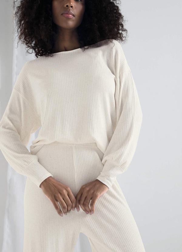 Marialícia - Conjunto Feminino Comfy Canelado Linho Bege 2