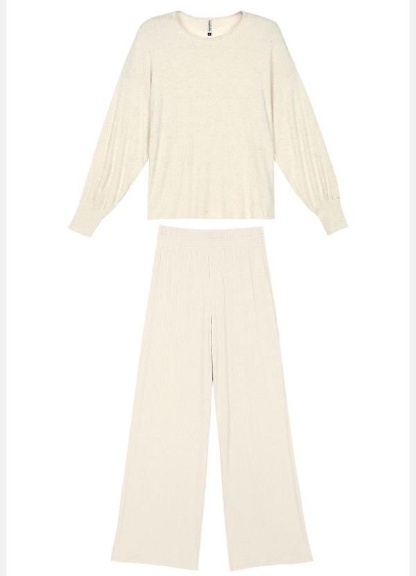 Marialícia - Conjunto Feminino Comfy Canelado Linho Bege 3