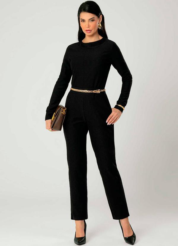 Gris - Conjunto Feminino de Manga Comprida Preto