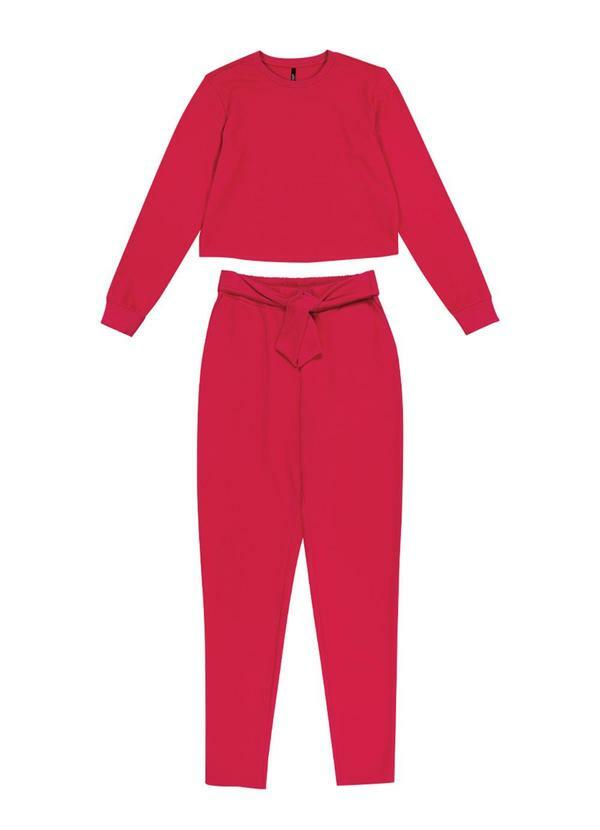 Habana - Conjunto Feminino de Moletom Favo Rosa