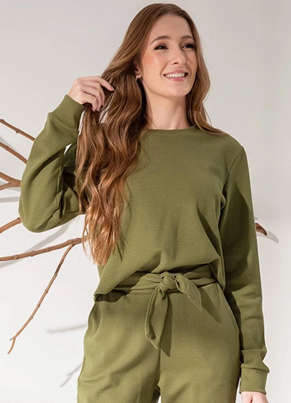 Conjunto Feminino de Moletom Favo Verde - Habana