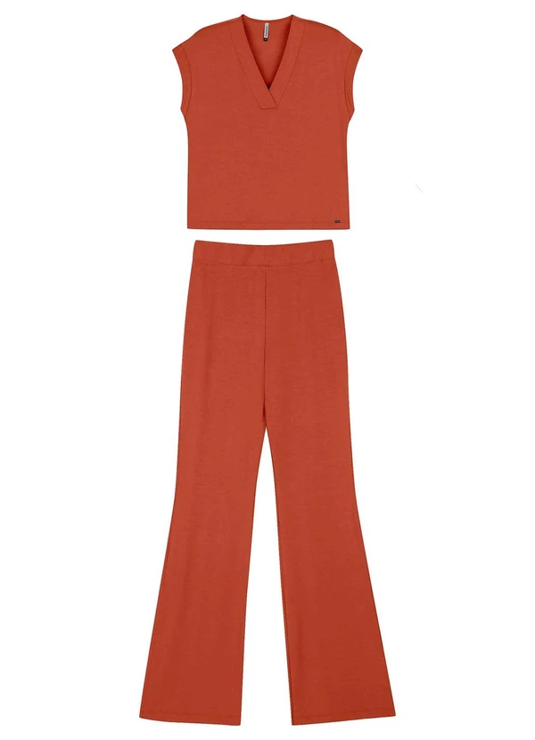 Marialícia - Conjunto Feminino Decote V Marrom