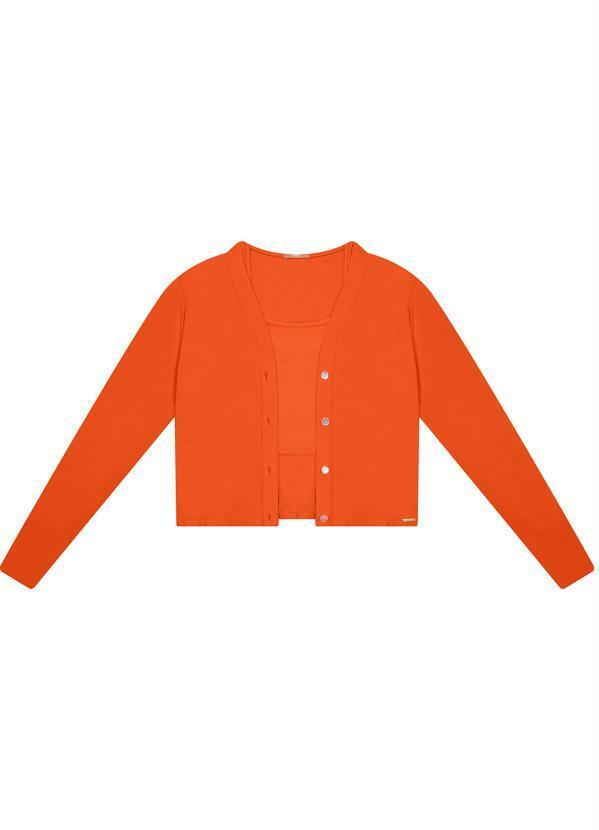 Gris - Conjunto Feminino em Canelado Laranja
