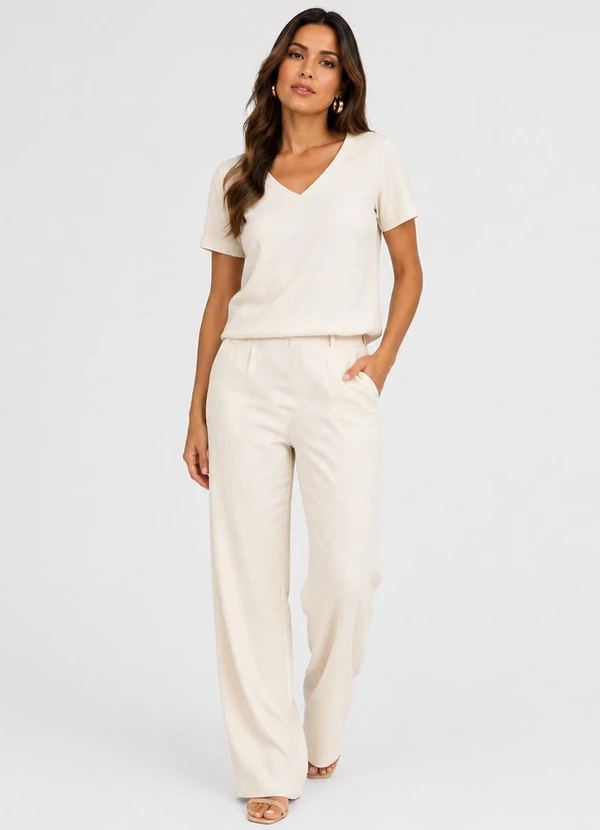 Rovitex - Conjunto Feminino em Polilinho Bege