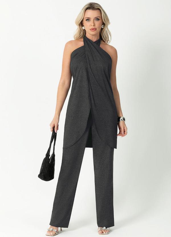 Gris - Conjunto Feminino em Tecido Perolado Preto