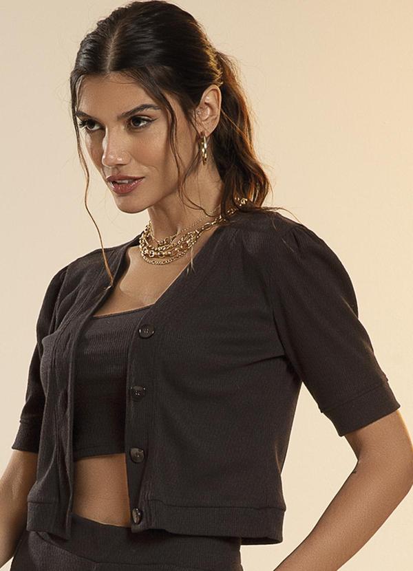 Habana - Conjunto Feminino em Tricô Blusa + Camisa Preto