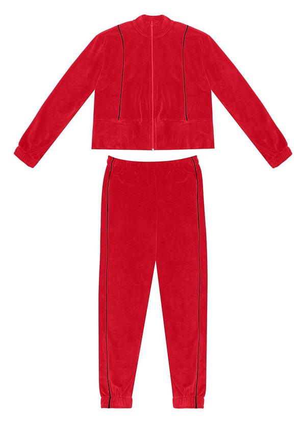 Rovitex - Conjunto Feminino Jaqueta com Calça Plush Vermelh