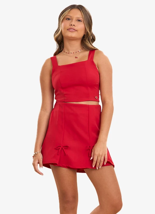 Minty - Conjunto Feminino Justo Laço Decorativo Vermelho