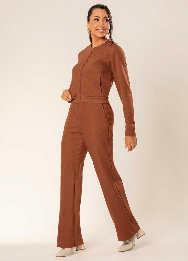 Cativa Conjunto Feminino Moderno de Moletom Marrom