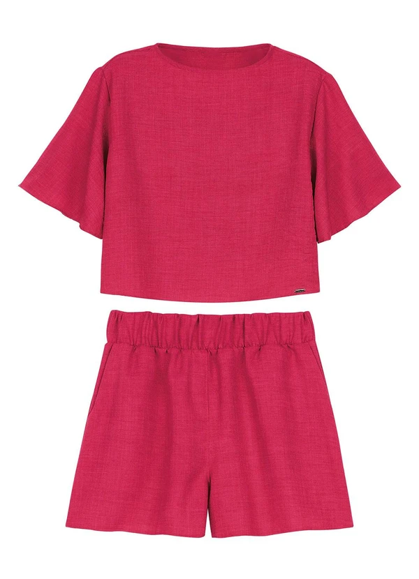 Marialícia - Conjunto Feminino Monocromático Textura Rosa 3