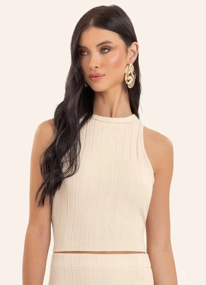 Endless - Conjunto Feminino Regata com Saia Midi Bege - ENDLESS