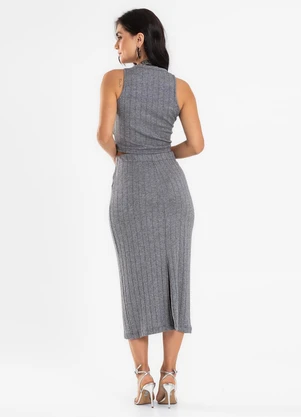 Endless - Conjunto Feminino Regata com Saia Midi Cinza - ENDLESS