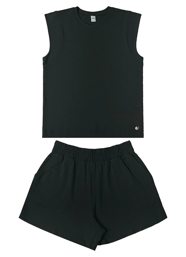 Rovitex - Conjunto Feminino Regata com Shorts Preto