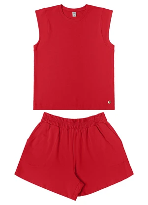 Rovitex - Conjunto Feminino Regata com Shorts Vermelho - ROVITEX