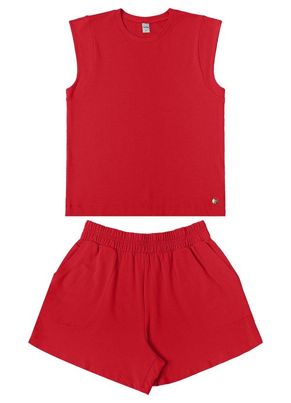 Rovitex - Conjunto Feminino Regata com Shorts Vermelho 1