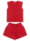 Rovitex - Conjunto Feminino Regata com Shorts Preto - variação: Vermelho