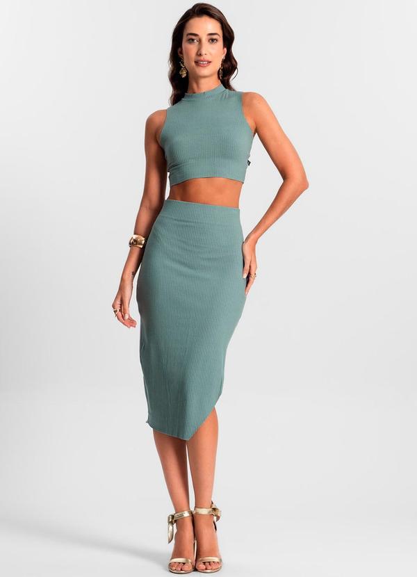 Rovitex - Conjunto Feminino Saia Midi e Cropped Ko Azul 1